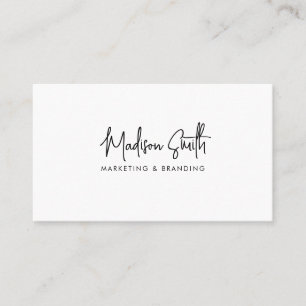Modern Black and White Minimal Script Business Card