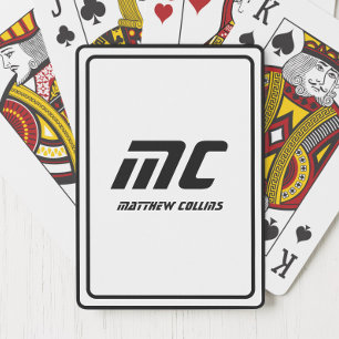 Modern Black and White Minimal Simple Personalized Poker Cards