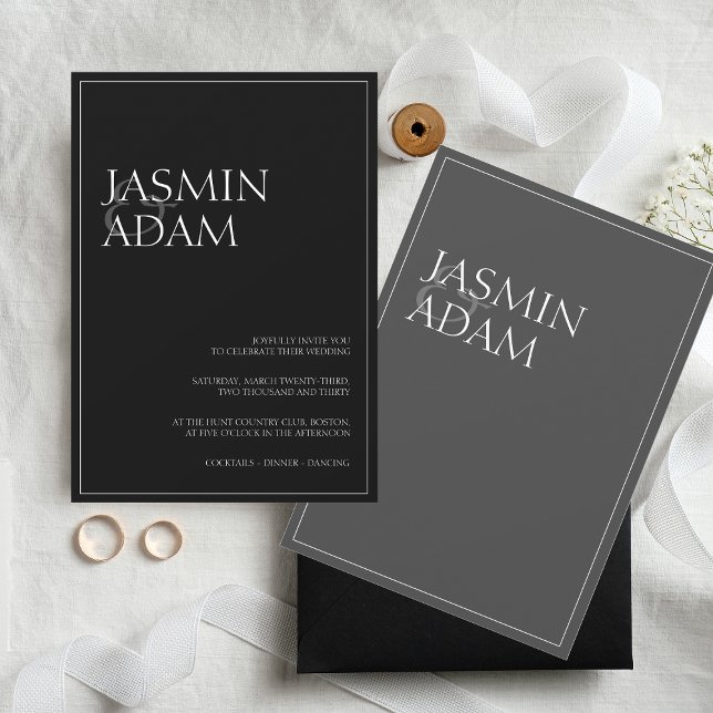 Modern Black and White Minimal Wedding Invitation (Creator Uploaded)