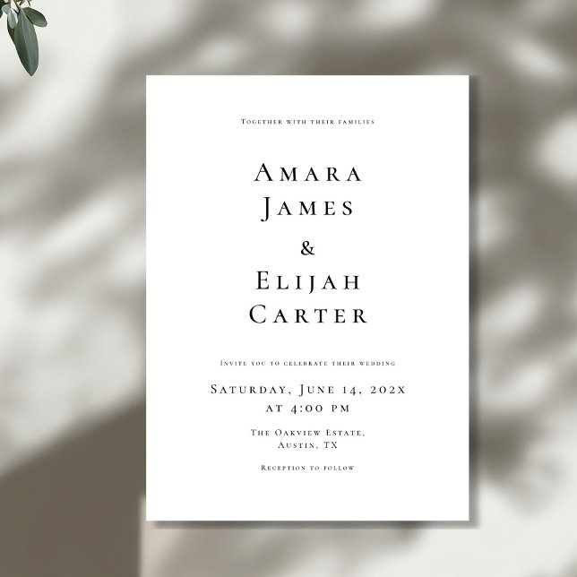Modern Black and White Minimal Wedding Invitation (Creator Uploaded)