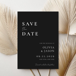 Modern Black and White Minimal Wedding Save The Date