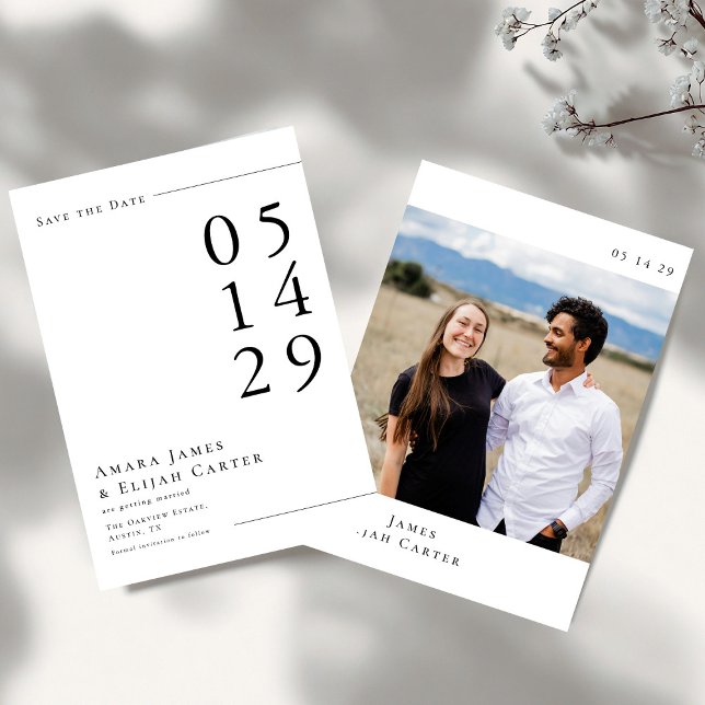 Modern Black and White Minimal Wedding Save The Date (Creator Uploaded)