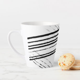 Modern Black and white Minimalist Abstract Lines Latte Mug