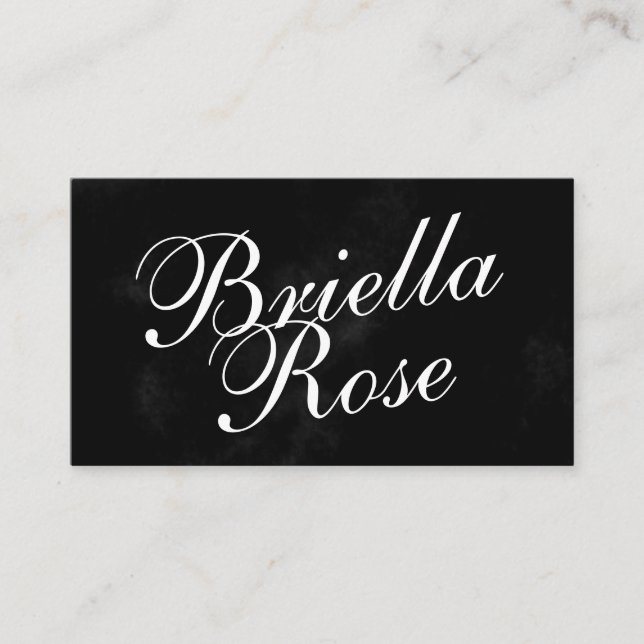Modern Black and White Minimalist Bold Calligraphy Business Card (Front)