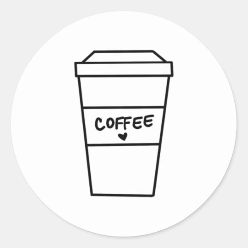 Modern Black and White Minimalist Cute Coffee Classic Round Sticker