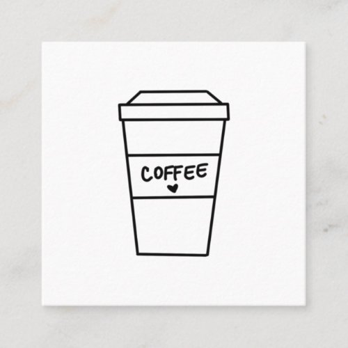 Modern Black and White Minimalist Cute Coffee Cup Square Business Card