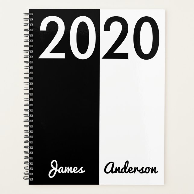 Modern Black and White Minimalist Design Planner (Front)