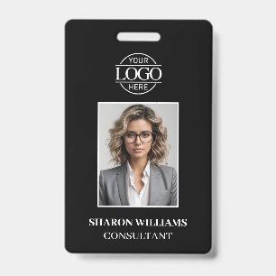 Modern Black and White Minimalist Employee Photo Badge