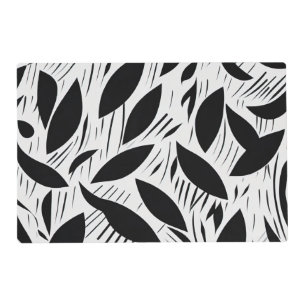 Modern Black and White Minimalist Leaf Pattern Placemat