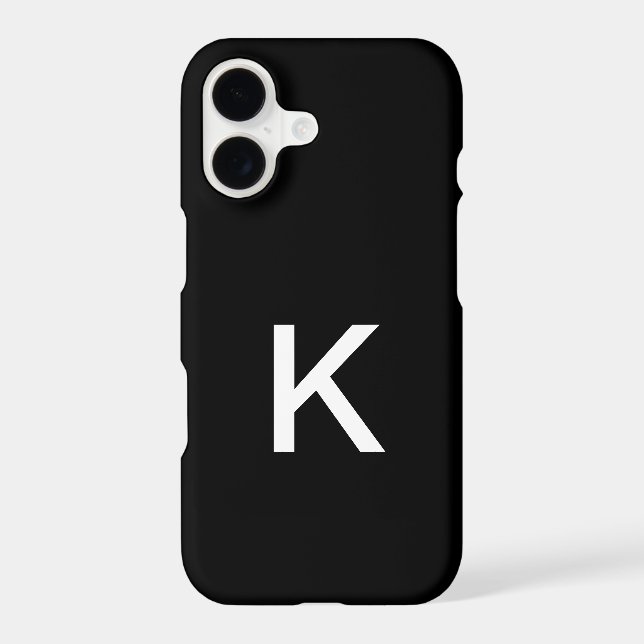 Modern Black And White Minimalist Monogram Initial iPhone Case (Back)