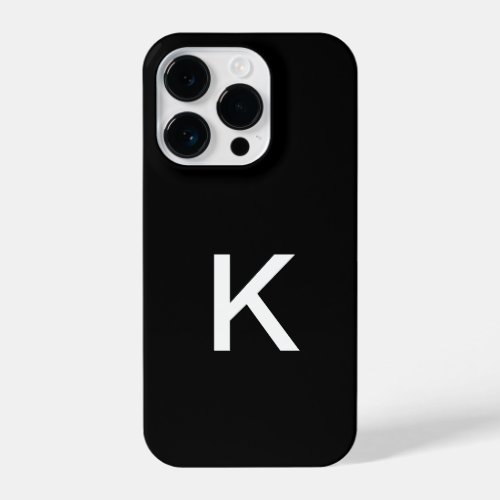 Modern Black And White Minimalist Monogram Initial iPhone 14 Pro Case
