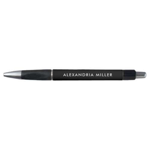Modern Black and White Minimalist Personalized Pen