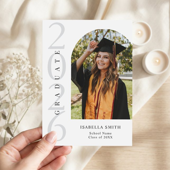 Modern Black and White Minimalist Photo Graduation Announcement (Creator Uploaded)