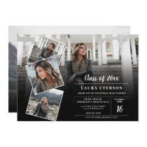 Modern black and white minimalist photo graduation invitation Modern black and white minimalist photo graduation invitation