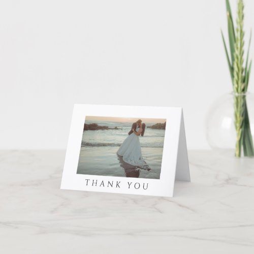 Modern Black and White Minimalist Photo Wedding Thank You Card