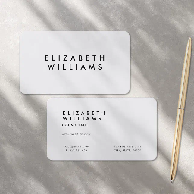 Modern Black and White Minimalist Professional Business Card | Zazzle