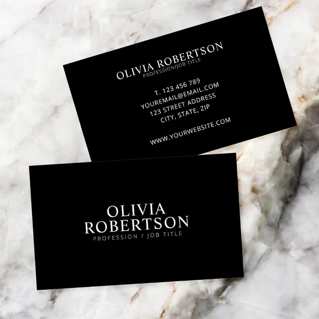Modern Black and White Minimalist Professional Business Card | Zazzle