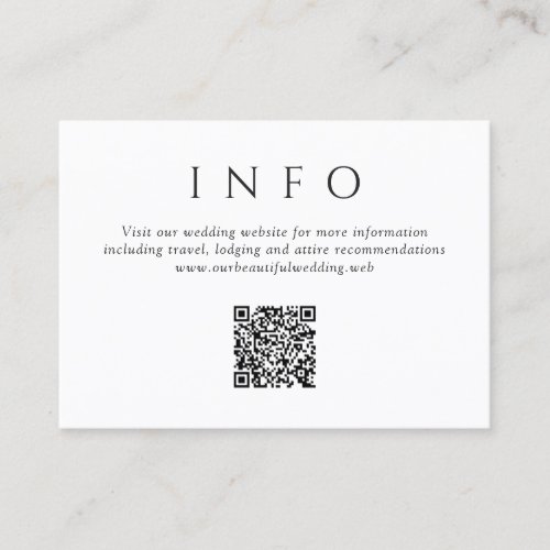 Modern Black and White Minimalist QR Code Wedding Enclosure Card