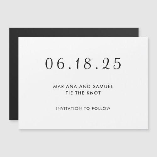 Modern Black and White Minimalist Save the Date Magnetic Invitation