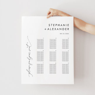 Modern Black and White Minimalist Seating Chart Foam Board