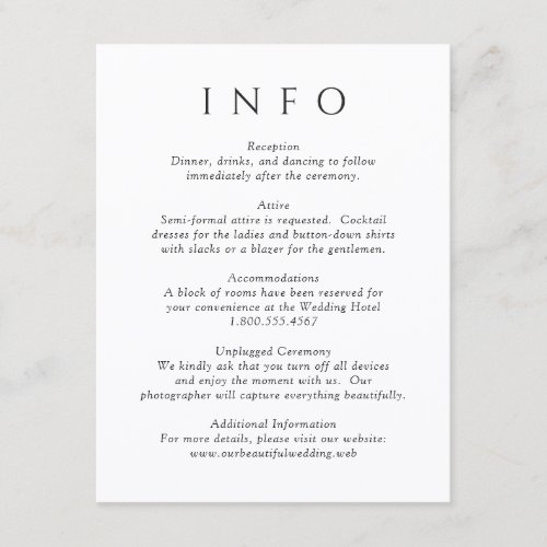 Modern Black and White Minimalist Wedding Enclosure Card