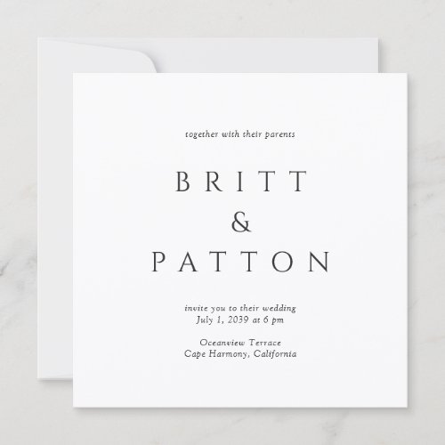 Modern Black and White Minimalist Wedding Invitation