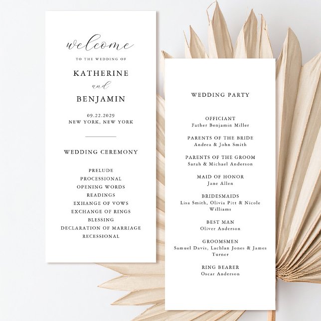 Modern Black and White Minimalist Wedding Program (Creator Uploaded)
