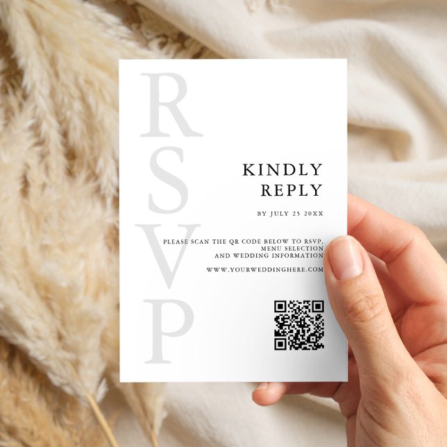 Modern Black and White Minimalist Wedding RSVP Card (Creator Uploaded)