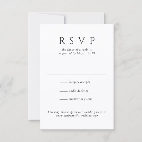 Modern Black and White Minimalist Wedding RSVP Card