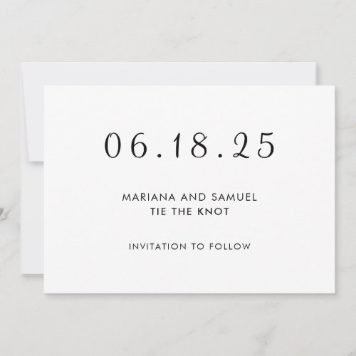 Modern Black and White Minimalist Wedding Save The Date