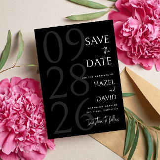 Modern Black and White Minimalist Wedding Save The Date