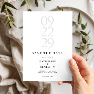 Modern Black and White Minimalist Wedding Save The Date