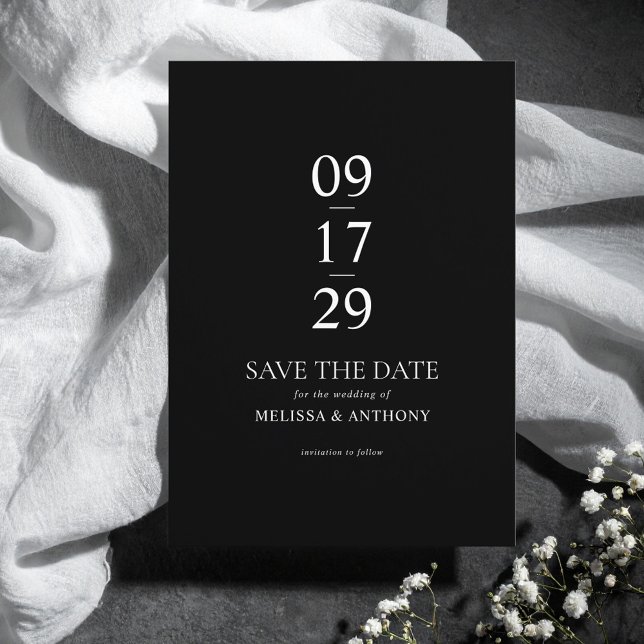 Modern Black and White Minimalist Wedding Save The Date (Creator Uploaded)