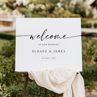 Modern Black and White Minimalist Wedding Welcome Poster