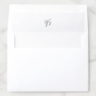 Modern Black and White Monogram Chic Wedding Envelope Liner
