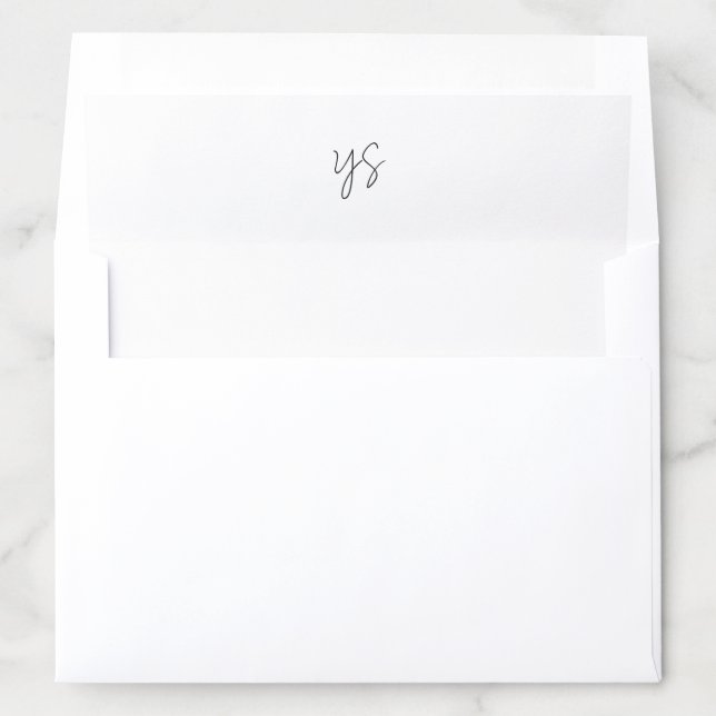 Modern Black and White Monogram Chic Wedding Envelope Liner (In Envelope)