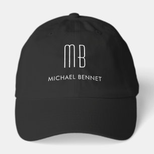 Modern Black And White Monogram Hat