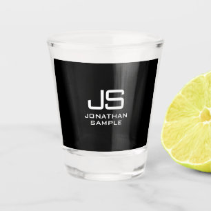 Modern Black And White Monogram Initial Template Shot Glass