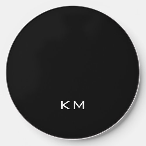 Modern Black and White Monogram Initials Wireless Charger
