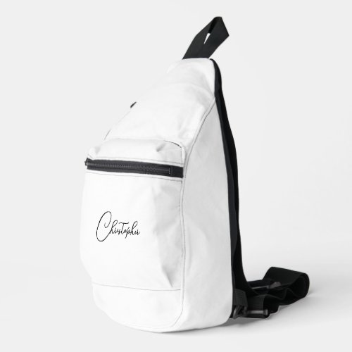 Modern Black and White Monogram Mens Womens Travel Sling Bag