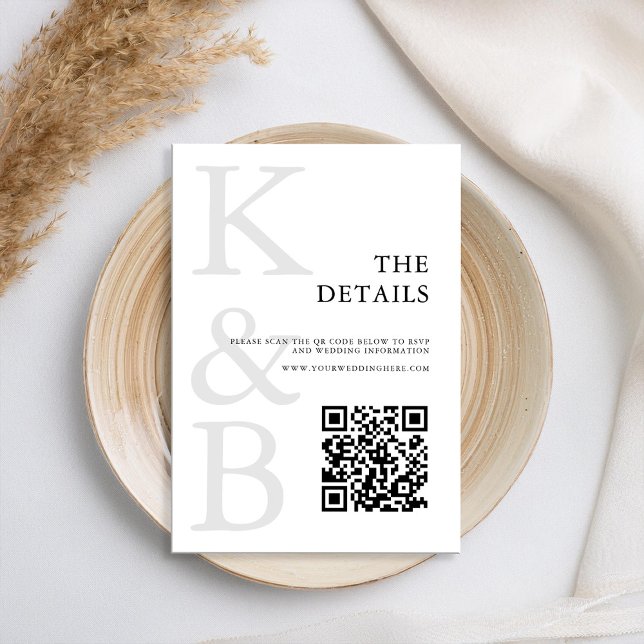 Modern Black and White Monogram Minimalist Wedding Enclosure Card (Creator Uploaded)