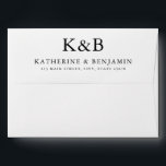 Modern Black and White Monogram Minimalist Wedding Envelope<br><div class="desc">Personalize your wedding stationery with these minimalist wedding envelopes. Features your custom monogram initials,  names and return address in elegant modern typography on white envelope.</div>
