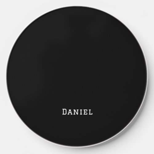 Modern Black and White Monogram Name Wireless Charger