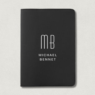 Modern Black And White Monogram Passport Holder