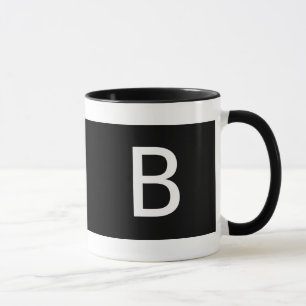 Modern Black and White Monogram Personalized Mug
