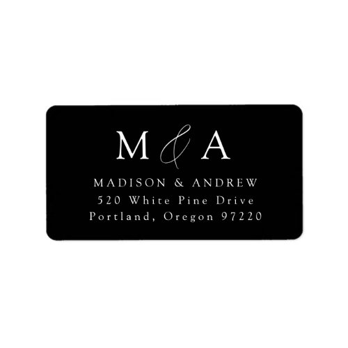 Modern Black and White Monogram Return Address Label