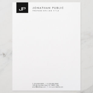 Modern Black And White Monogram Simple Template Letterhead