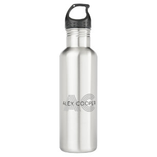 Modern Black and White Monogram Stainless Steel Water Bottle