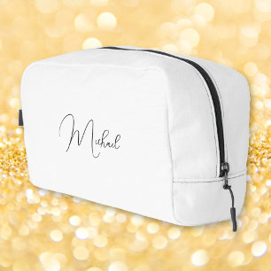 Modern Black and White Monogram Travel Cosmetic Dopp Kit