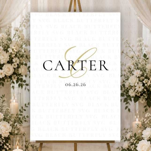 Modern Black and White Monogram Wedding Backdrop (Monogram Mockup)